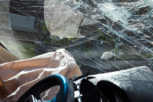 Picture of shattered car windshield