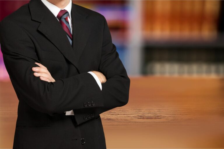 Photo of attorney in courtroom