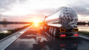 Picture of gasoline tanker on the highway